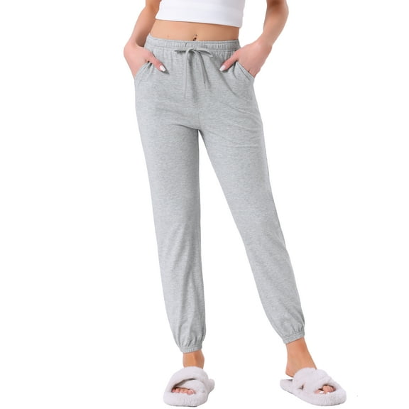 DARING DIVA Women's Drawstring Elastic Waist Cotton Pajama Pants M Gray