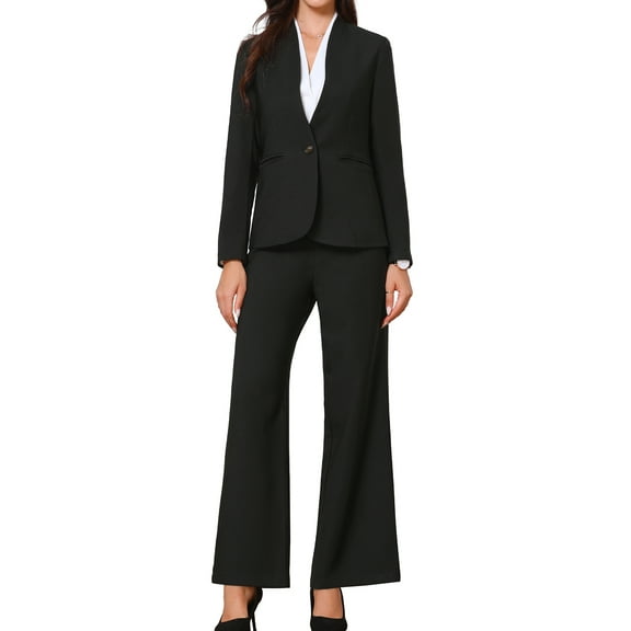 DARING DIVA Women's Dressy 2 Pieces Office Blazer and Pants Set XS Black