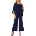 thumbnail image 1 of DARING DIVA Women's Pantsuits Wedding 2 Piece Sets Formal Chiffon Top S Dark Blue, 1 of 6