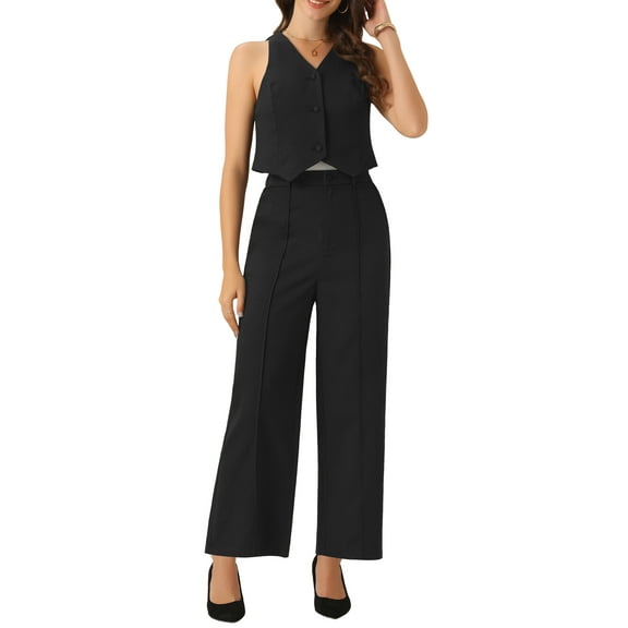 DARING DIVA Women's Dressy Two Piece Business Outfits L Black