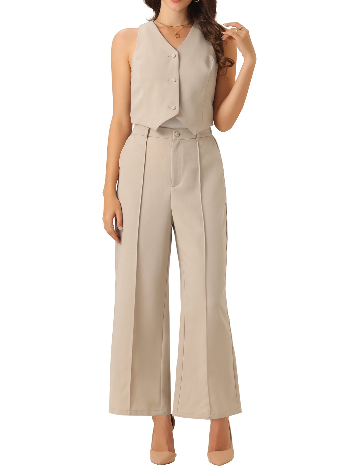 DARING DIVA Women's Dressy Two Piece Business Outfits XL Apricot