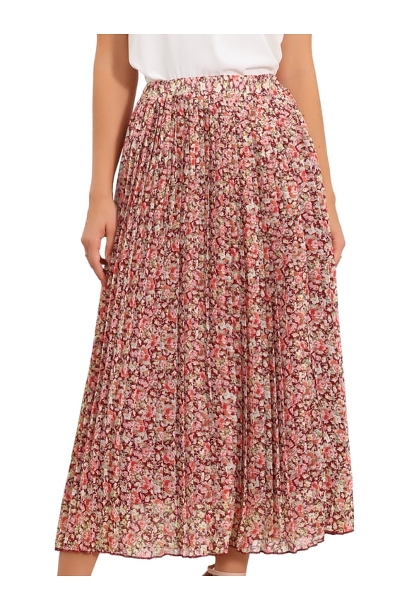 Women's Elastic Boho Summer Skirts Medium Red