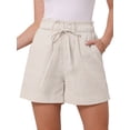 thumbnail image 1 of DARING DIVA Women's Elastic High Waisted Drawstring Shorts with Pockets Small Beige, 1 of 6