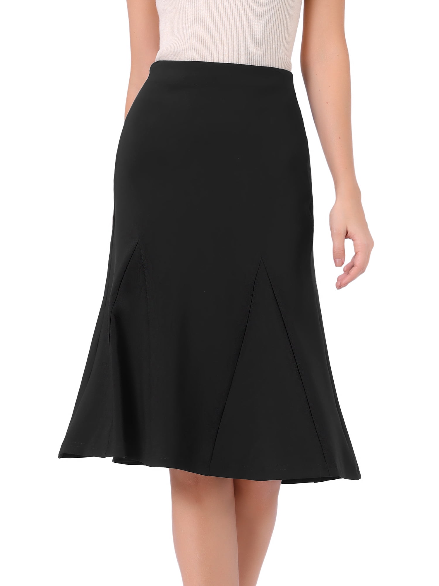 DARING DIVA Women's Midi Skirts Elastic High Waist A Line Flowy Skirt X-Small Black