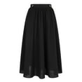 thumbnail image 1 of DARING DIVA Women's Elastic Waist A Line Casual Summer Midi Skirt with Pockets L Black, 1 of 7