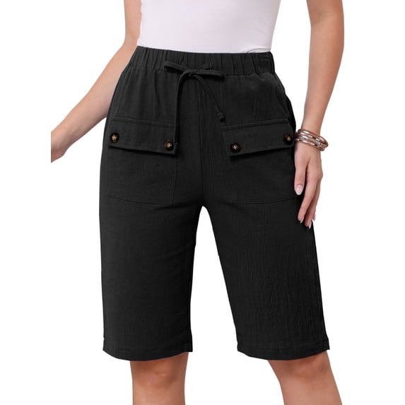 DARING DIVA Women's Elastic Waist Drawstring Shorts with Pockets X-Large Black