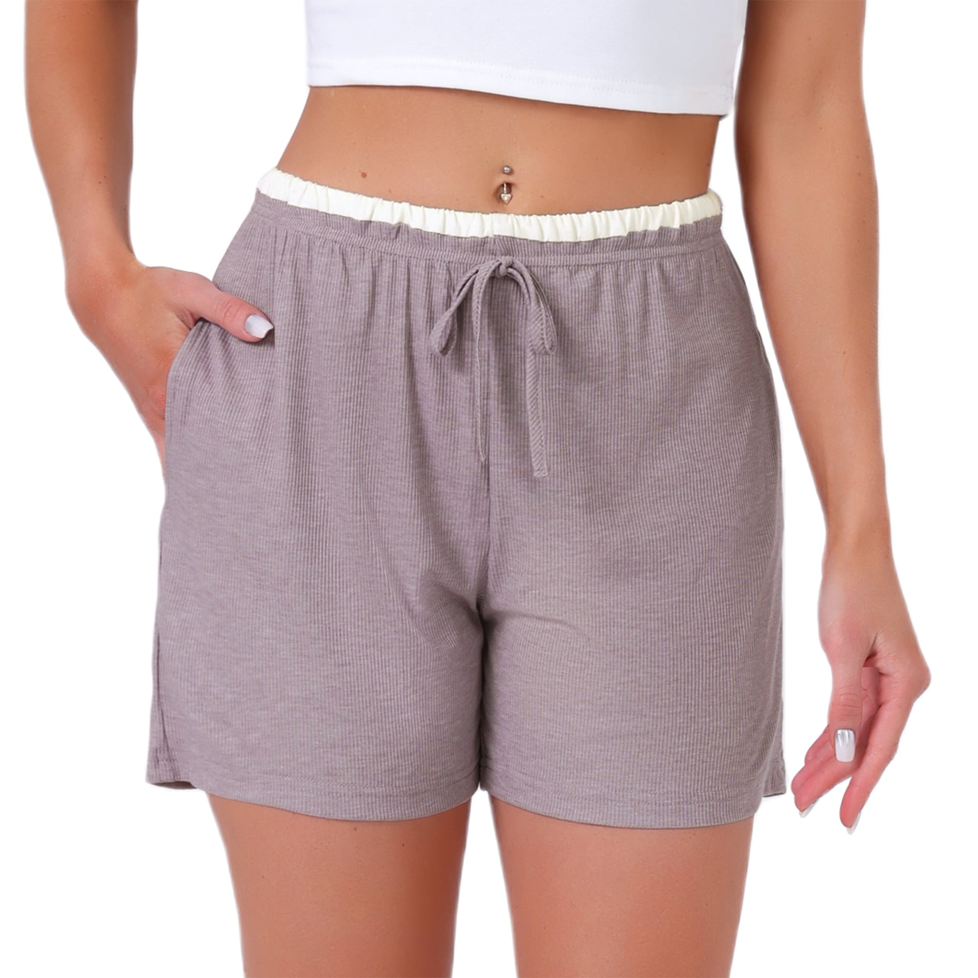 DARING DIVA Women's Elastic Waist Jersey Knit Soft Casual Contrast Hem M Purple