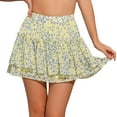 thumbnail image 1 of DARING DIVA Women's Elastic Waist Layer Ruffle A-Line Skirt M Yellow Blue, 1 of 6