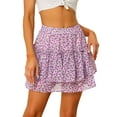 thumbnail image 1 of DARING DIVA Women's Elastic Waist Layer Ruffle A-Line Skirt XS Light Purple, 1 of 6