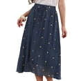 thumbnail image 1 of DARING DIVA Women's Elastic Waist Polka Dots Midi Skirts Large Dark Blue, 1 of 6