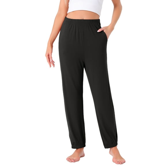 DARING DIVA Women's Elastic Waist Wide Leg Lounge Pants 2XL Black