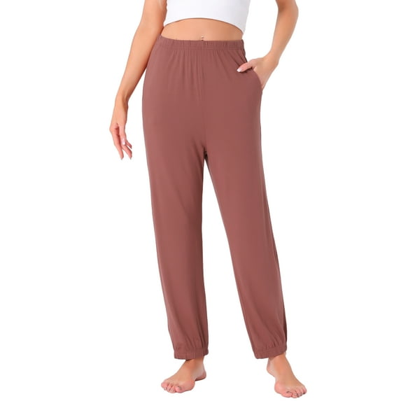 DARING DIVA Women's Elastic Waist Wide Leg Lounge Pants M Red