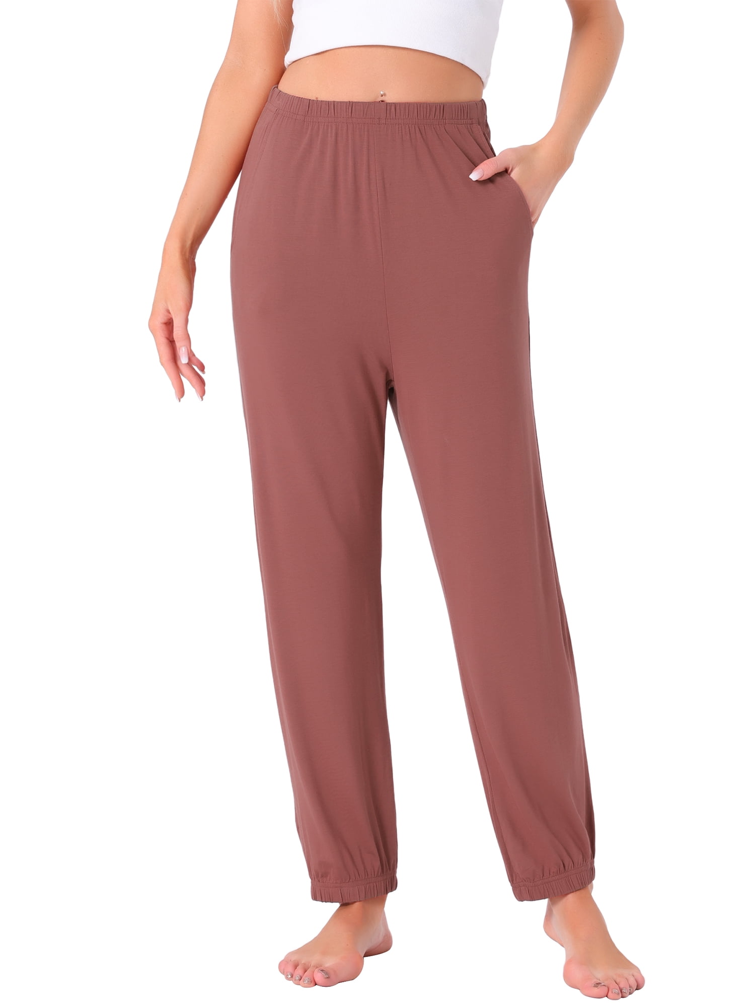 DARING DIVA Women's Elastic Waist Wide Leg Lounge Pants S Red