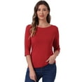 thumbnail image 1 of DARING DIVA Women's Elbow Sleeves Boat Neck Slim Fit Classic Tee L Bright Red, 1 of 6