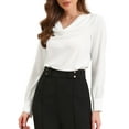 thumbnail image 1 of DARING DIVA Women's Elegant Cowl Neck Office Satin Blouse M White, 1 of 6