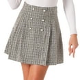 thumbnail image 1 of DARING DIVA Women's Elegant High Waist Button Decor A-Line Skirts M Black Apricot, 1 of 6
