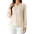 thumbnail image 1 of DARING DIVA Women's  Elegant Keyhole Neck Long Sleeves Top XS Champagne, 1 of 6