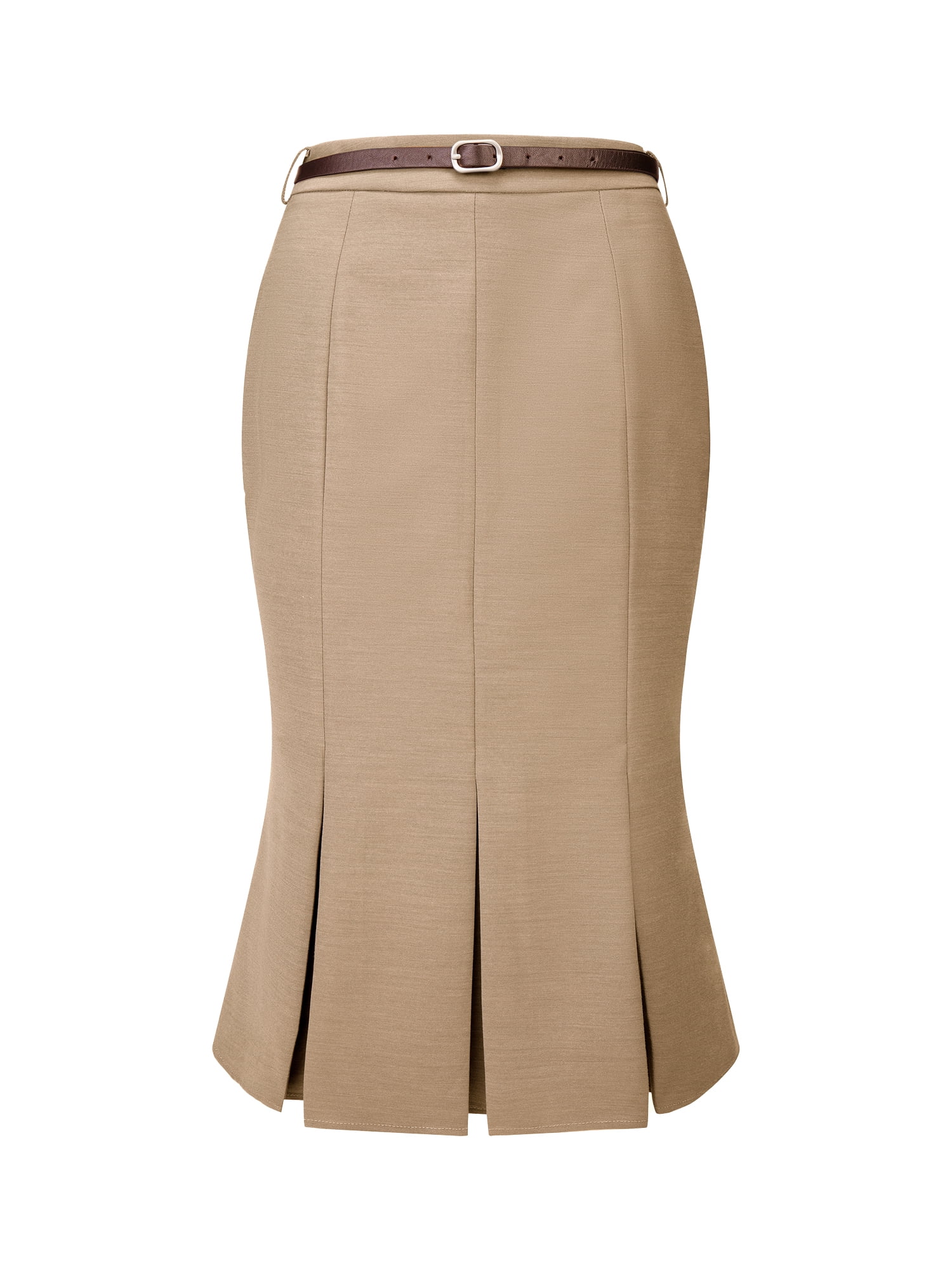 DARING DIVA Women's Elegant Knee Length Fishtail Pencil Skirt M Brown