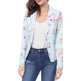 thumbnail image 1 of DARING DIVA Women's Elegant Notched Lapel Floral Print Blazer L Blue-Floral, 1 of 6