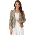 thumbnail image 1 of DARING DIVA Women's Elegant Notched Lapel Floral Print Blazer L Dusty Green-Floral, 1 of 5