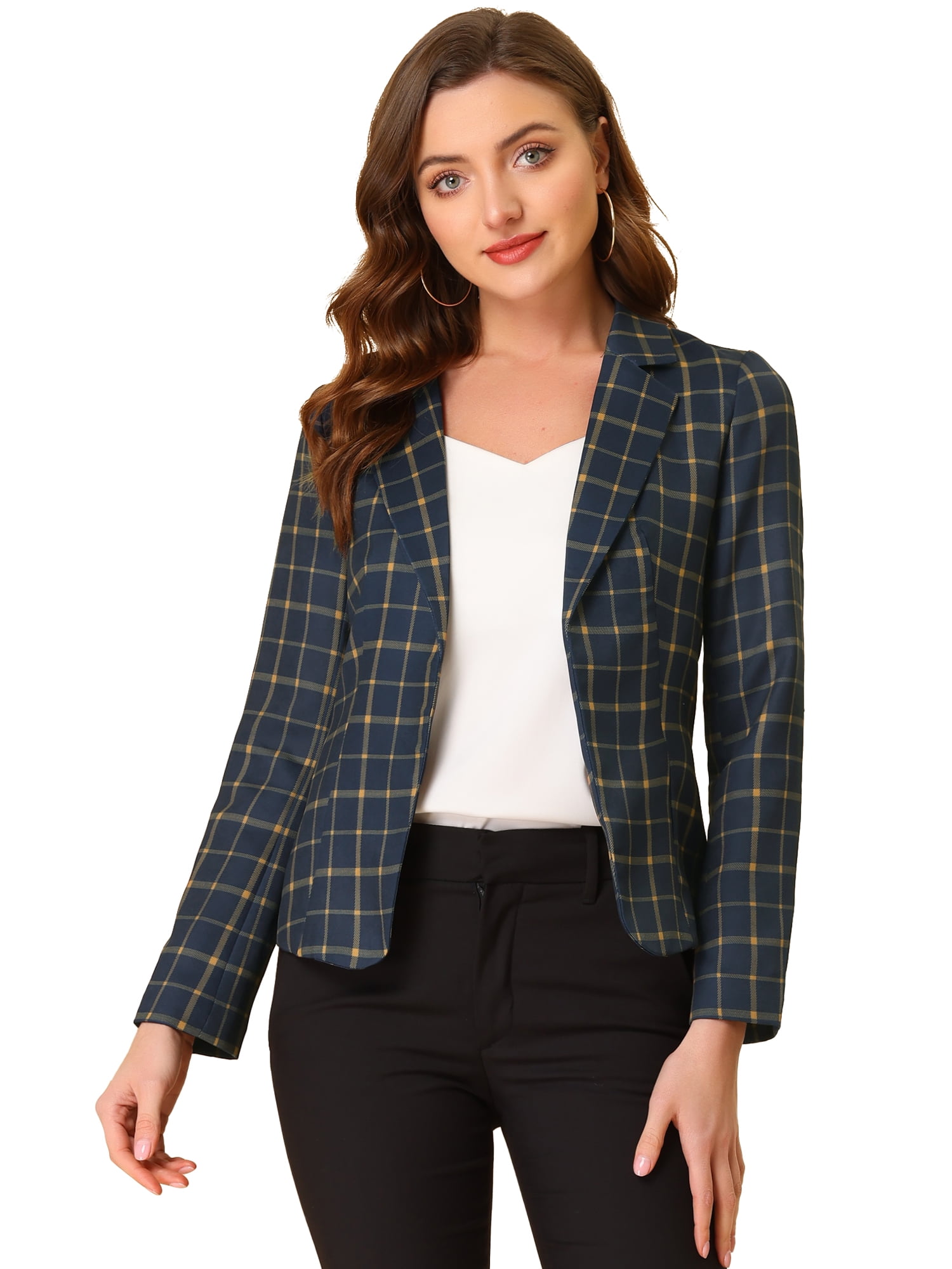 DARING DIVA Women's Elegant Notched Lapel Floral Print Blazer S Dark ...
