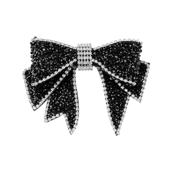 DARING DIVA Women's Elegant Shiny Rhinestones Bow Ties Black