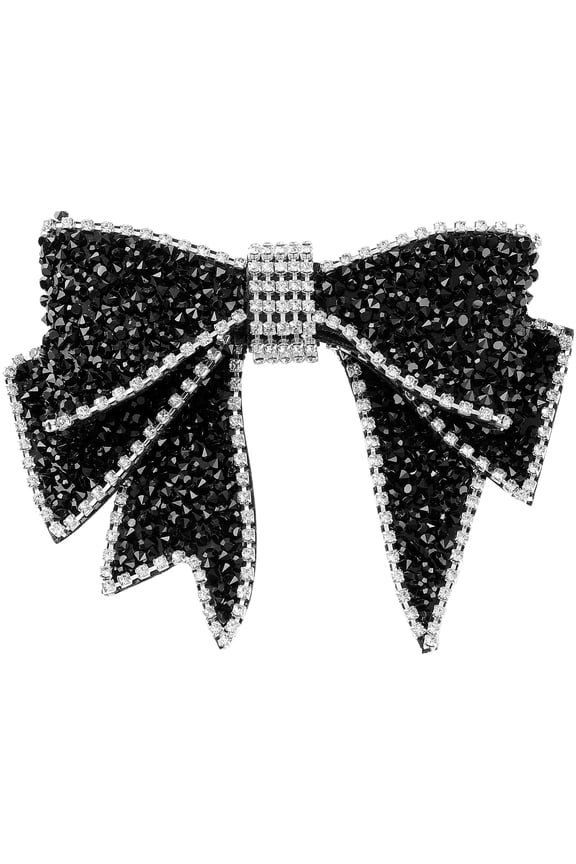 Women's Elegant Shiny Rhinestones Bow Ties Black
