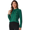 thumbnail image 1 of DARING DIVA Women's Elegant Stand Collar Office Blouses L Dark Green, 1 of 6