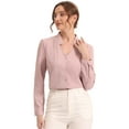 thumbnail image 1 of DARING DIVA Women's Elegant V Neck Long Sleeves Button Down Shirt XL Grey Pink, 1 of 6