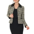 thumbnail image 1 of DARING DIVA Women's Elegant Velvet Collared Tweed Jacket Blazer L Apricot, 1 of 6
