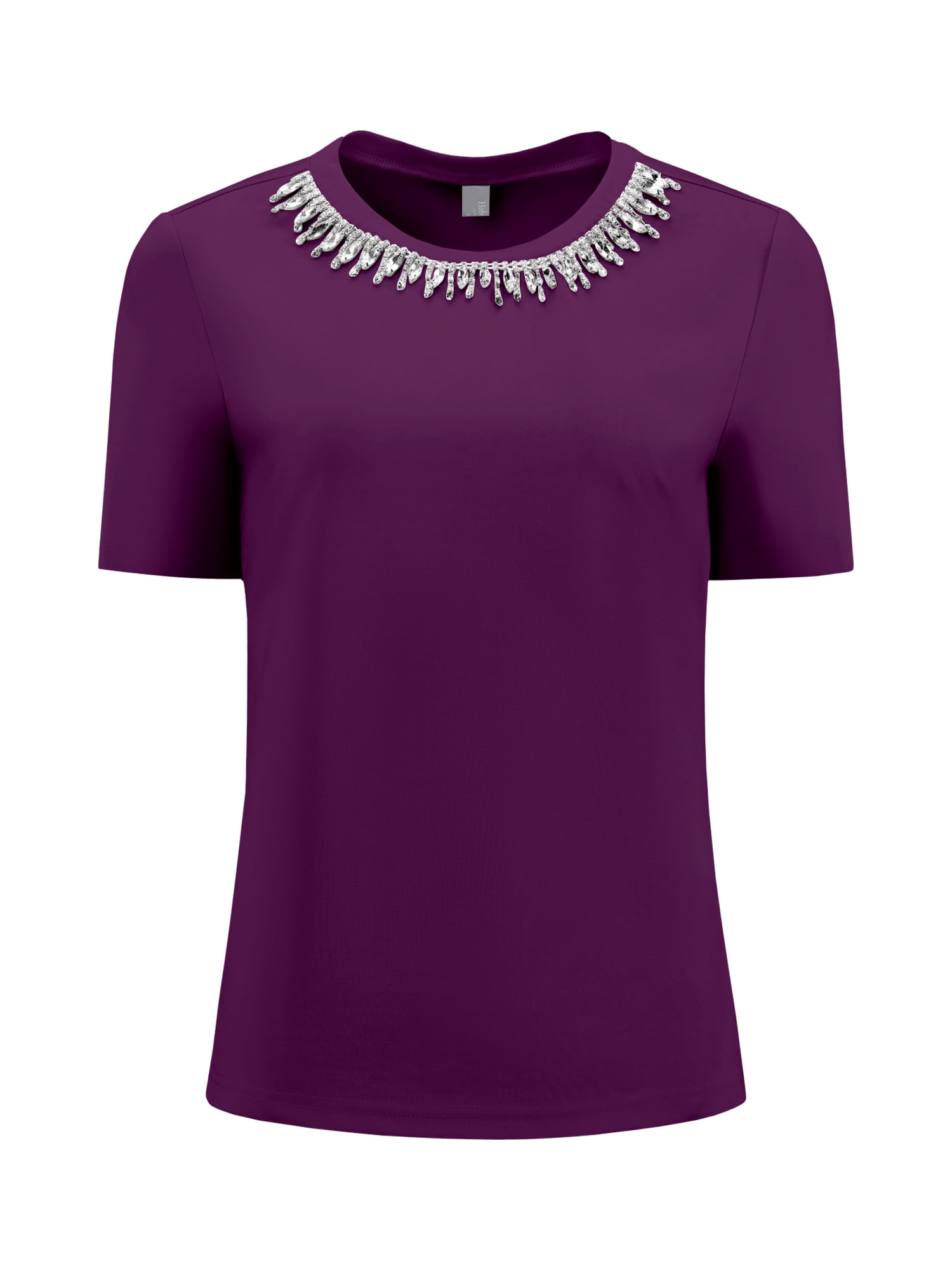 DARING DIVA Women's Elegant Women's Sparkly Blouse with Rhinestones S Purple