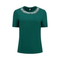 thumbnail image 1 of DARING DIVA Women's Elegant Women's Sparkly Blouse with Rhinestones XL Hunter Green, 1 of 7