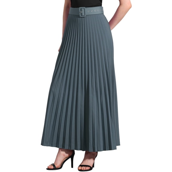 DARING DIVA Women's Elegnat Elastic High Waist Flowy A-Line Maxi Skirt S Gray