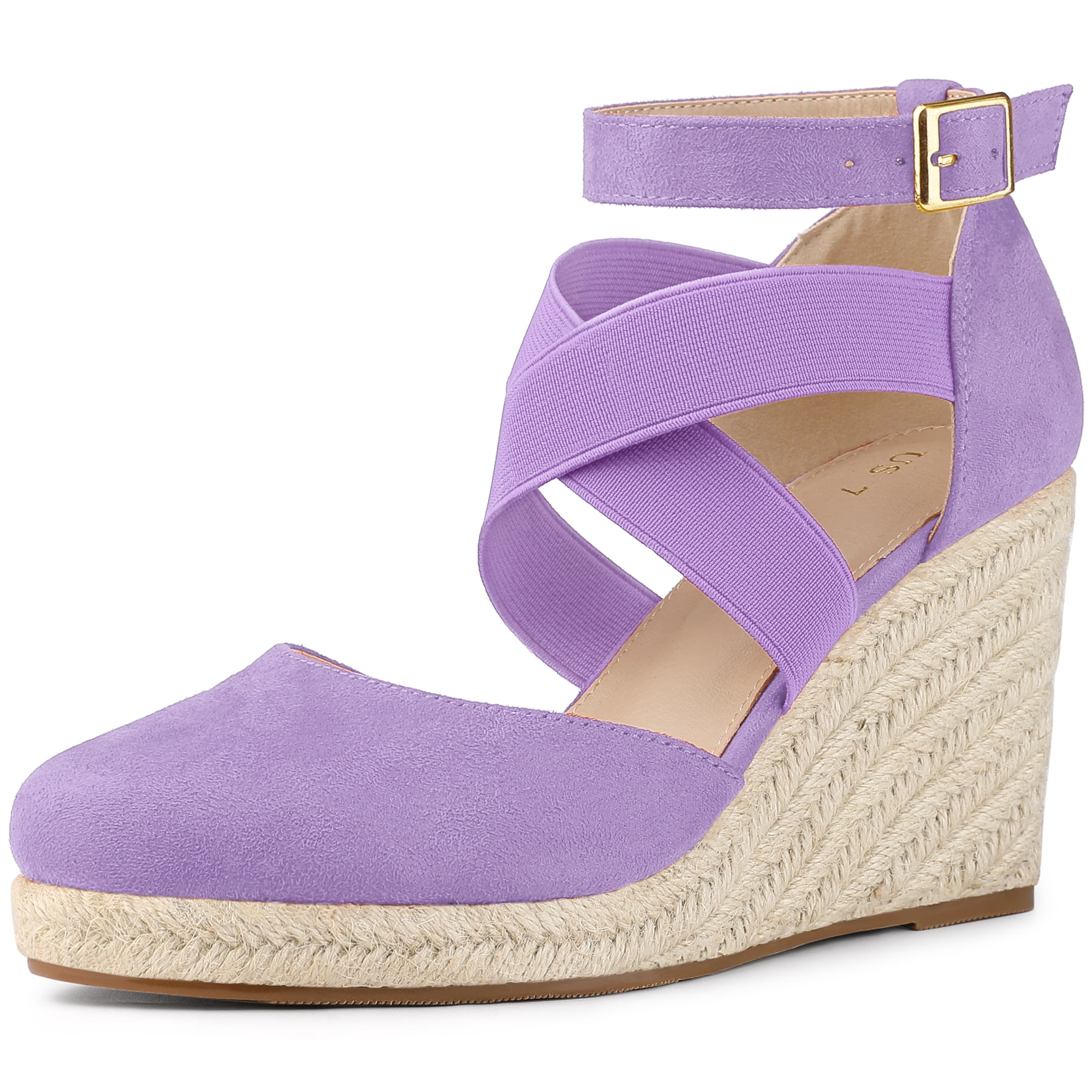 DARING DIVA Women's Espadrilles Closed Toe Wedges Heels Sandals Purple 7.5