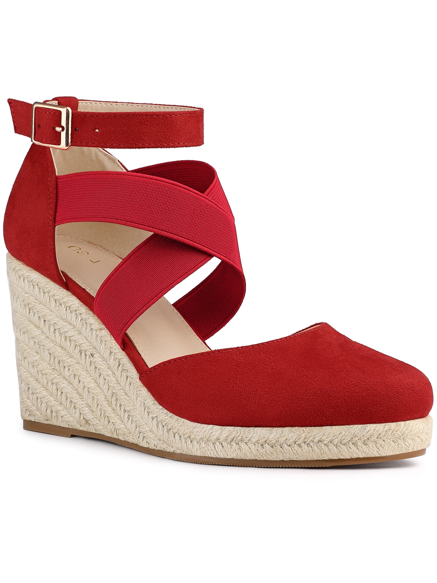 DARING DIVA Women's Espadrilles Closed Toe Wedges Heels Sandals Red 7