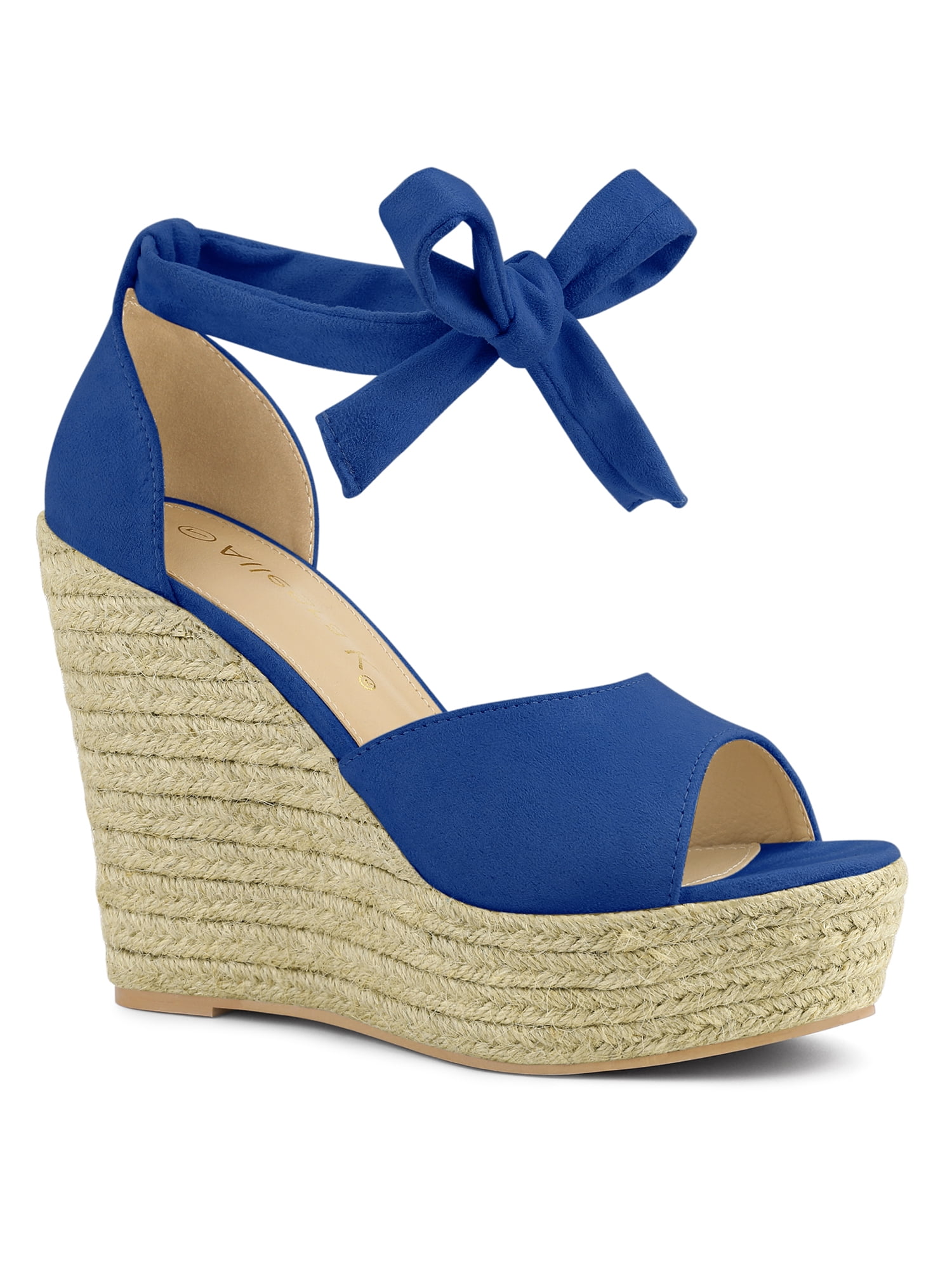 DARING DIVA Women's Espadrilles Tie Up Ankle Strap Wedges Sandals Deep Blue 7