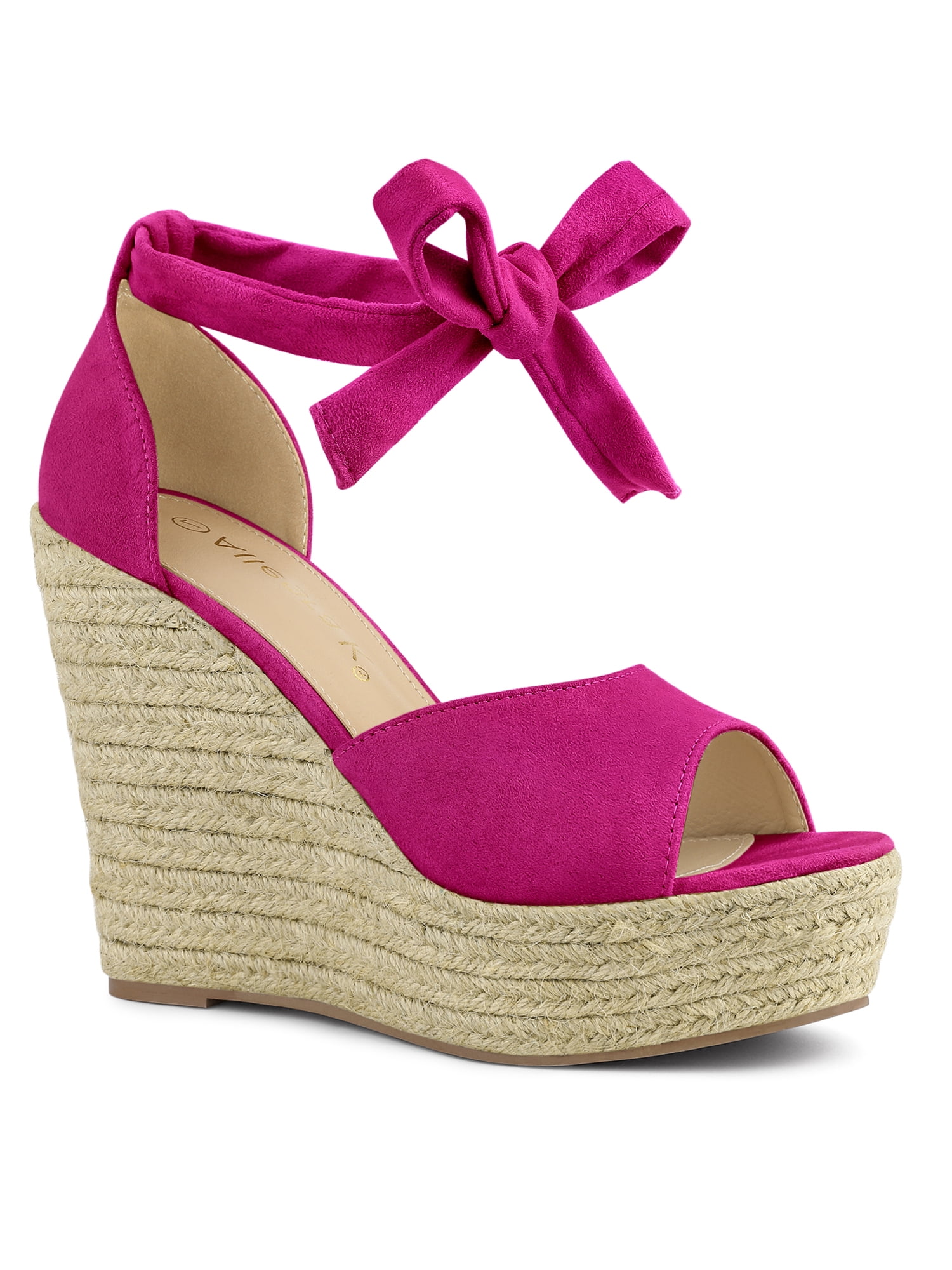 DARING DIVA Women's Espadrilles Tie Up Ankle Strap Wedges Sandals Hot Pink 10
