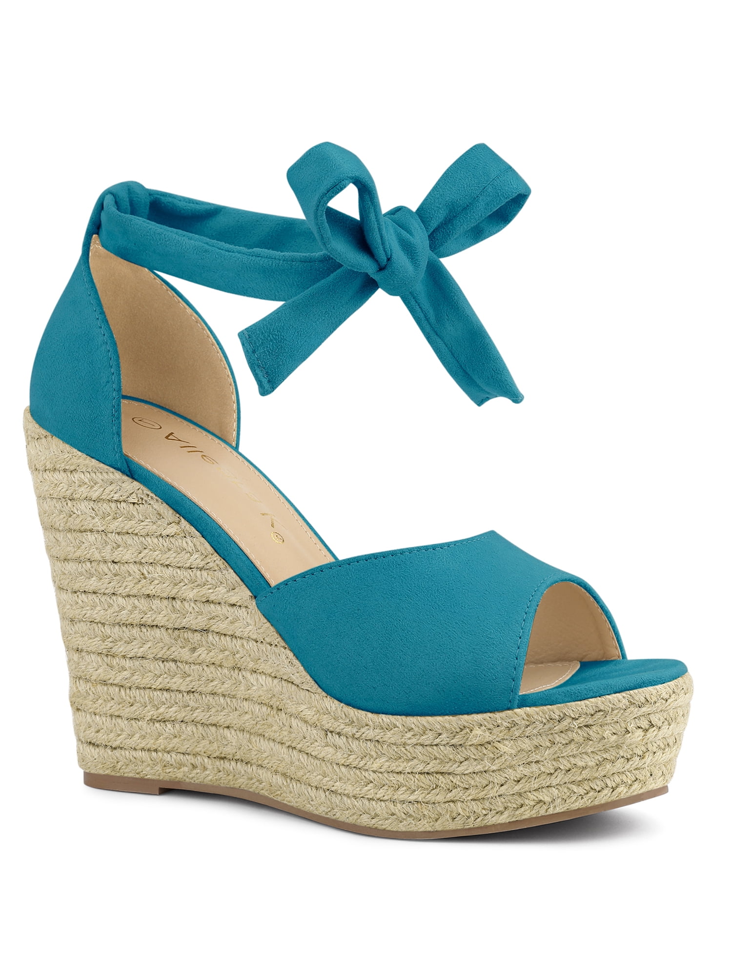 DARING DIVA Women's Espadrilles Tie Up Ankle Strap Wedges Sandals Teal 9
