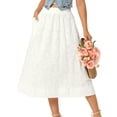 thumbnail image 1 of DARING DIVA Women's Eyelet Boho Skirt Elastic A-Line Midi Skirts Small White, 1 of 6