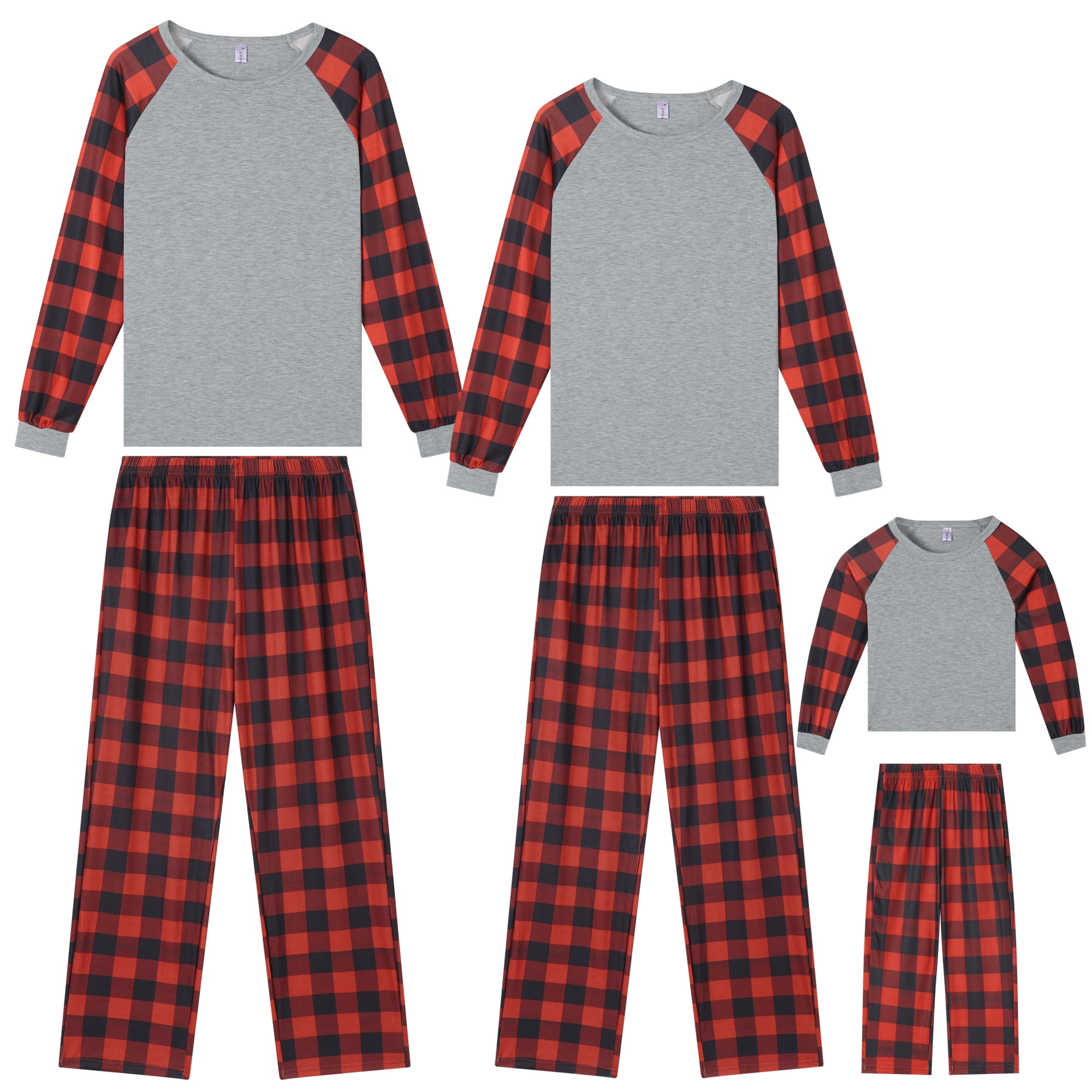 DARING DIVA Women's Family Plaid Print Top and Pants Pajama Set XL Red