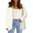 thumbnail image 1 of DARING DIVA Women's Faux Fur Coat Open Front Notch Lapel Jacket S Beige, 1 of 8