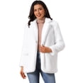 thumbnail image 1 of DARING DIVA Women's Faux Fur Coat Open Front Notch Lapel Jacket XL White, 1 of 8