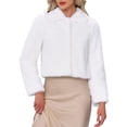 thumbnail image 1 of DARING DIVA Women's Faux Fur Cropped Snap Button Fluffy Jackets S White, 1 of 6