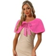 thumbnail image 1 of DARING DIVA Women's Faux Fur Shawl Bowknot Ribbon Bridal Wrap Stole Shrug L Hot Pink, 1 of 6