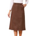 thumbnail image 1 of DARING DIVA Women's Faux Suede A Line Midi Skirt with Pockets X-Large Coffee, 1 of 7