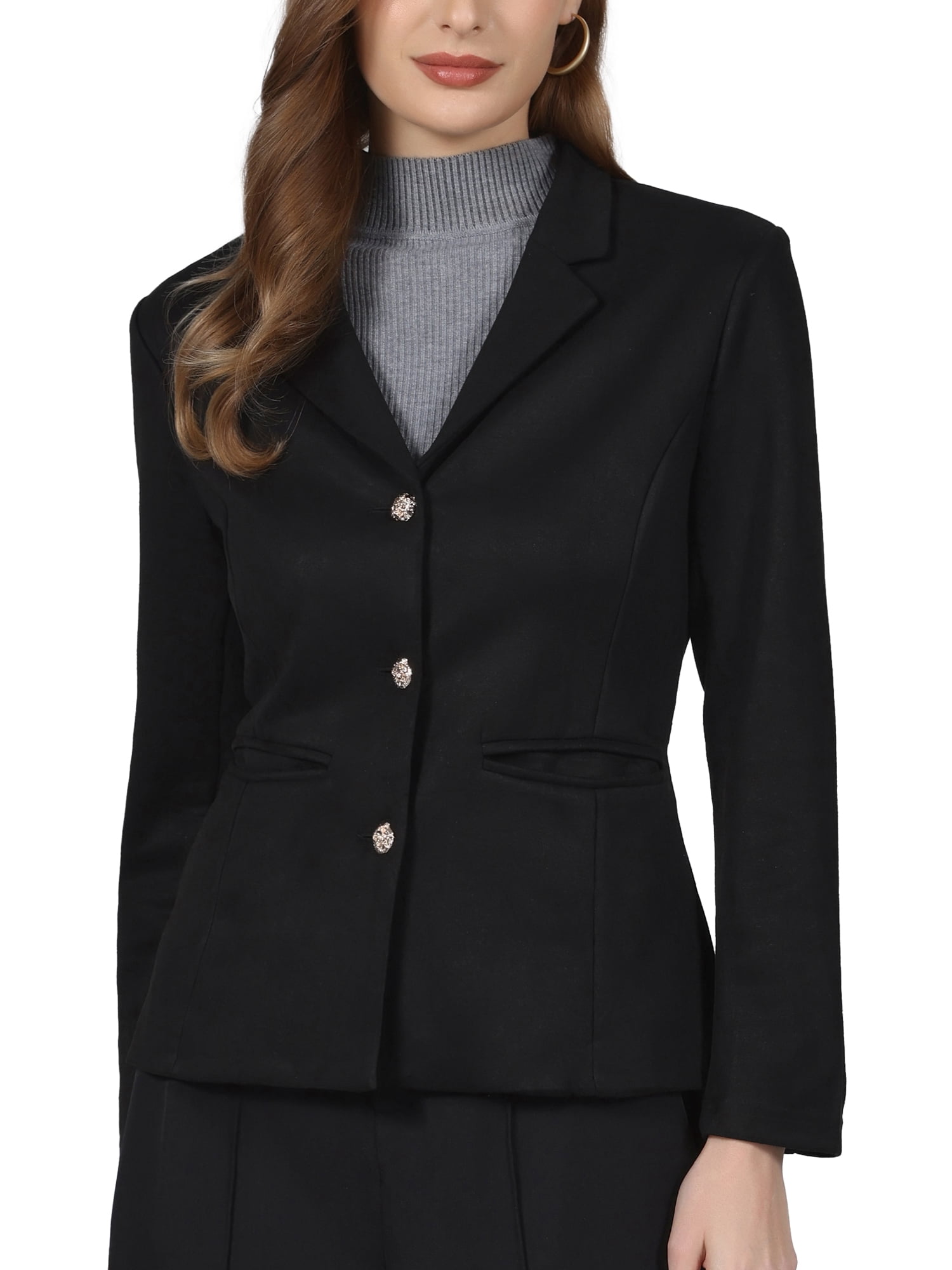 DARING DIVA Women's Faux Suede Blazer Lapel Collar Long Sleeve Jacket 2XL Black