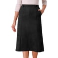 thumbnail image 1 of DARING DIVA Women's Faux Suede A Line Midi Skirt with Pockets S Black, 1 of 8
