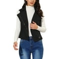 thumbnail image 1 of DARING DIVA Women's Faux Suede Female Short Jacket Outwear Vest L Black, 1 of 6