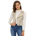 thumbnail image 1 of DARING DIVA Women's Faux Suede Female Short Jacket Outwear Vest XS Beige, 1 of 6