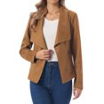 thumbnail image 1 of DARING DIVA Women's Faux Suede Long Sleeve Open Front Cropped Coat S Dark Brown, 1 of 7